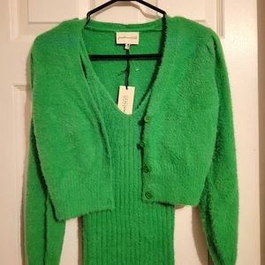 NWT Green Dress and Cardigan Set